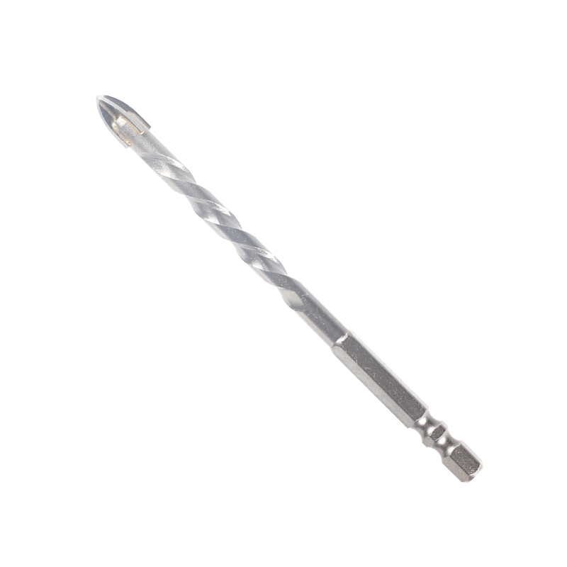 Hex shank glass drill bit with cross head